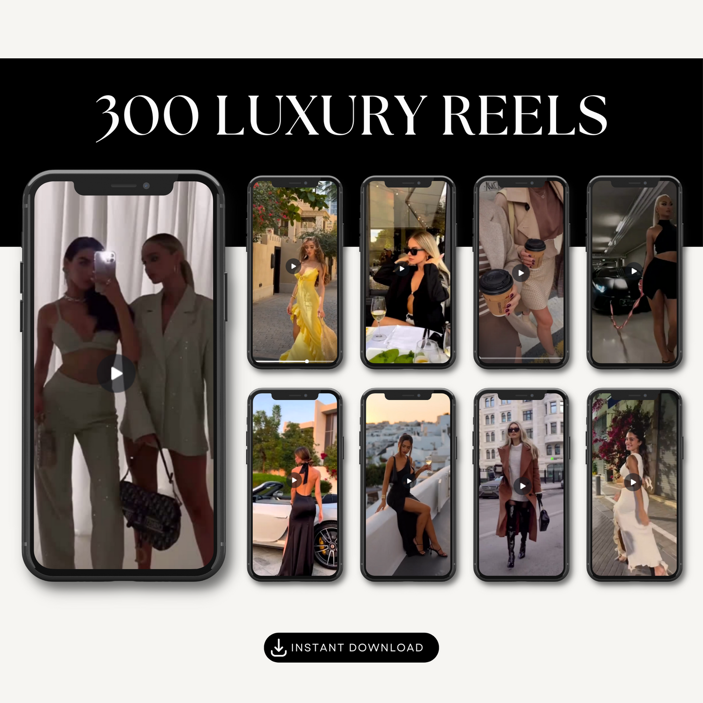 300 Luxury Instagram Reels Collection with Master Resell Rights and PLR