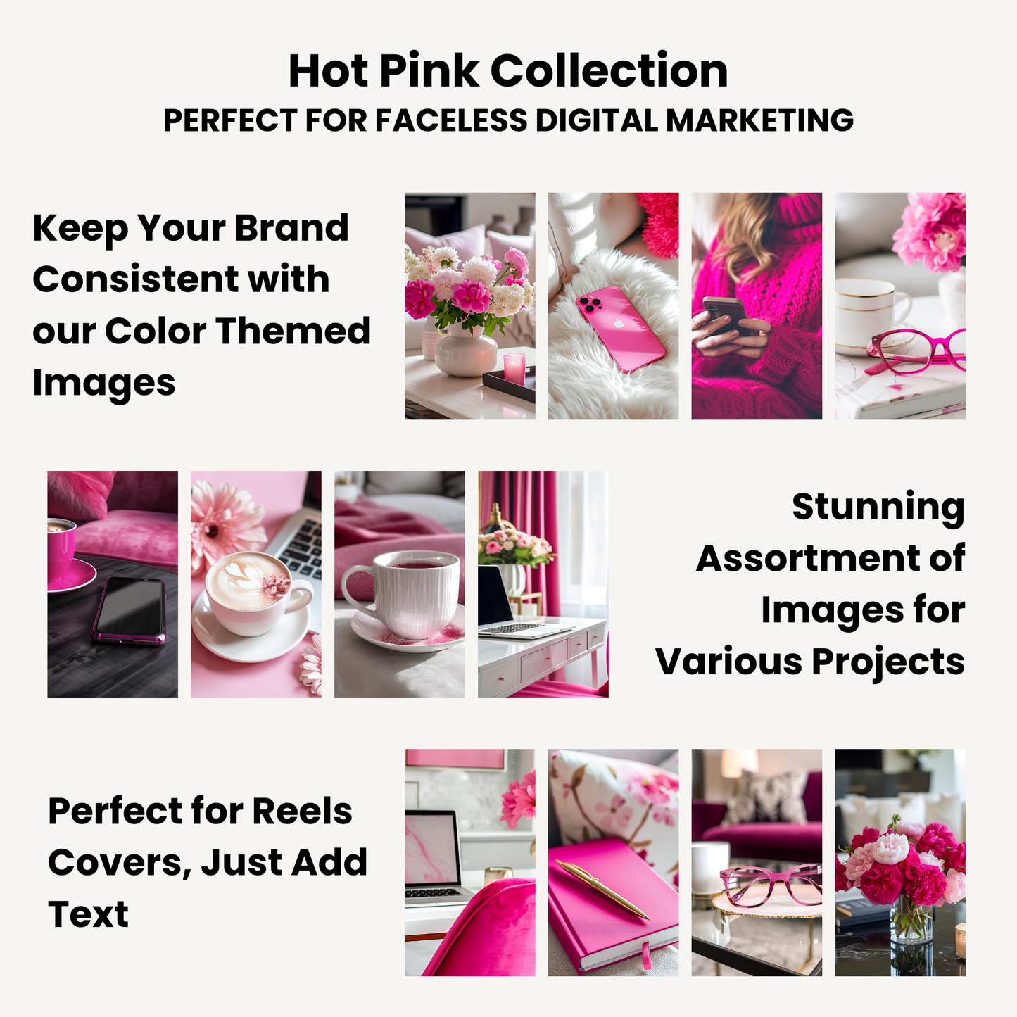 35 Hot Pink AI Stock Image Collection with MRR and PLR