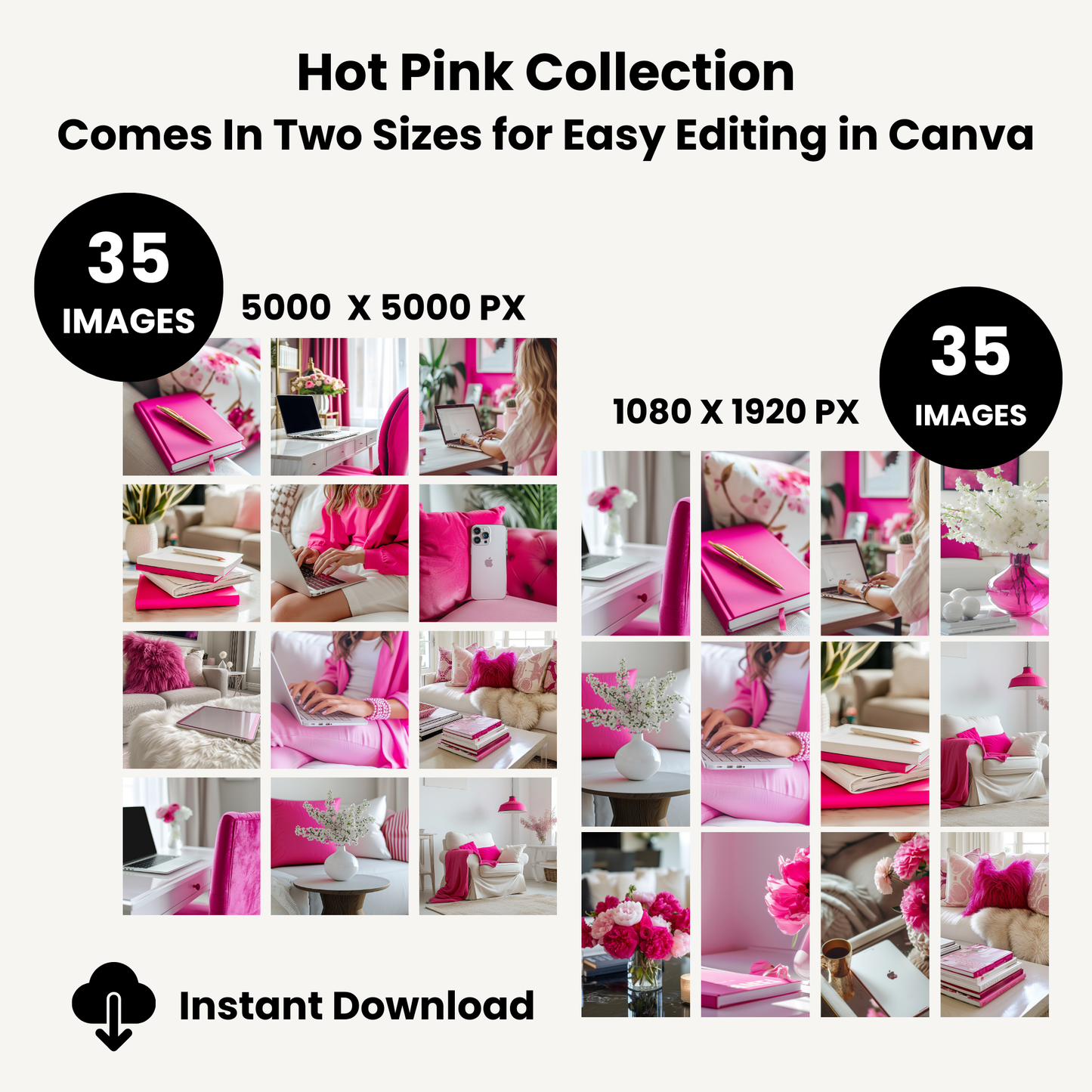 35 Hot Pink AI Stock Image Collection with MRR and PLR