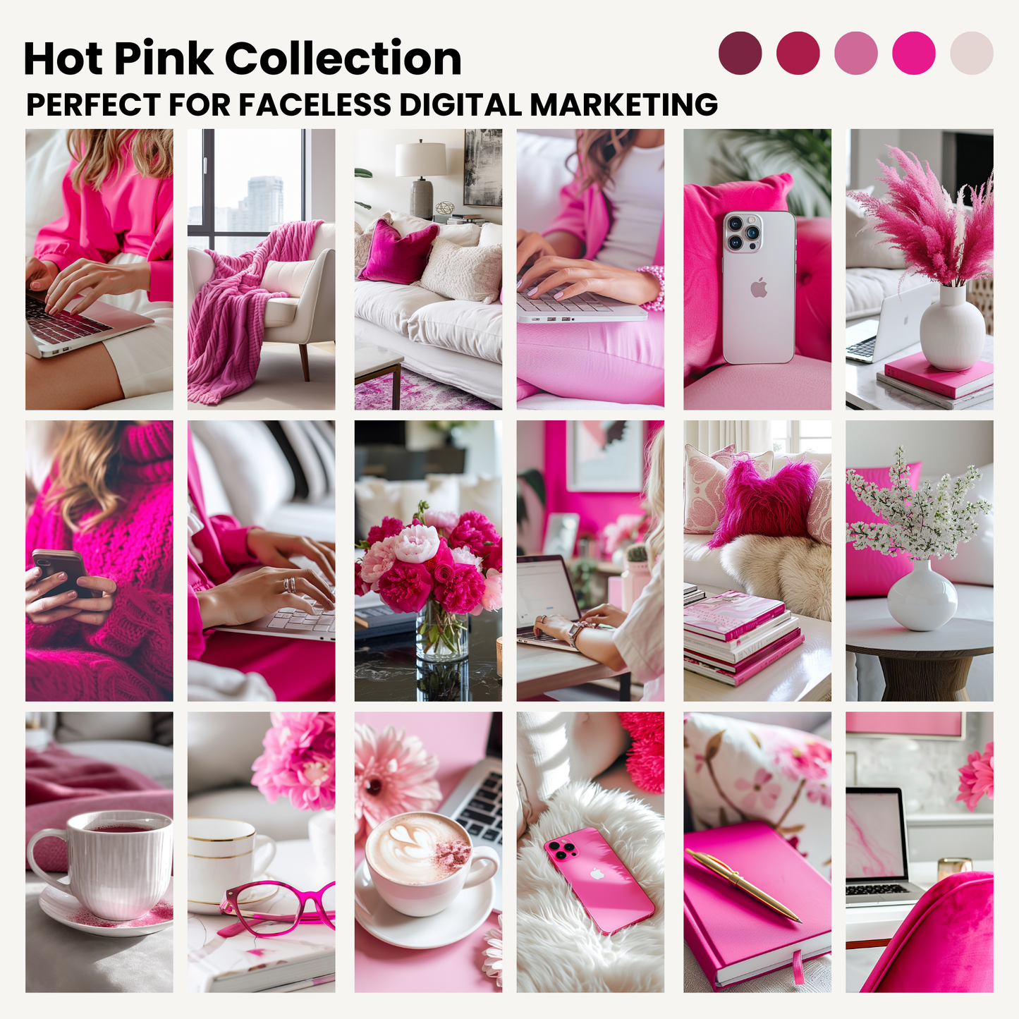 35 Hot Pink AI Stock Image Collection with MRR and PLR