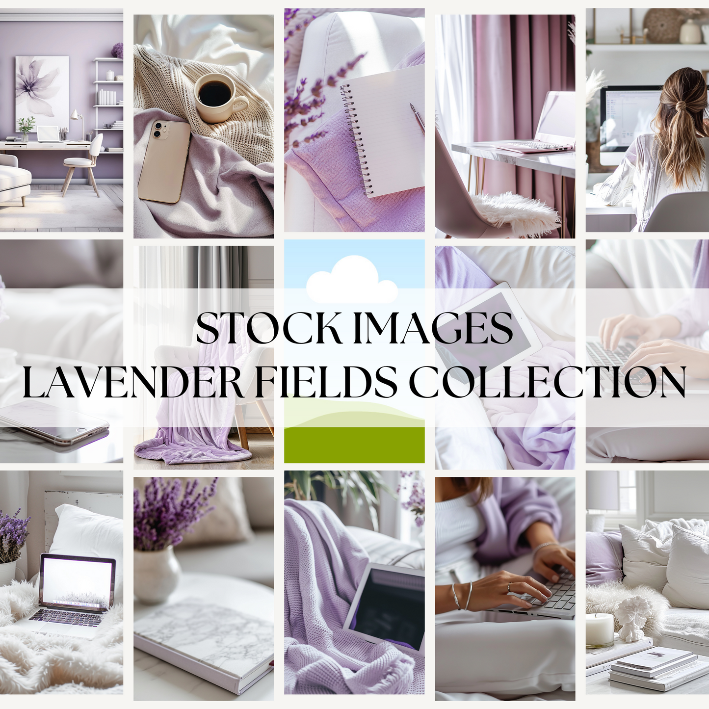 35 Lavender Fields AI Stock Image Collection for Faceless Marketing with MRR and PLR