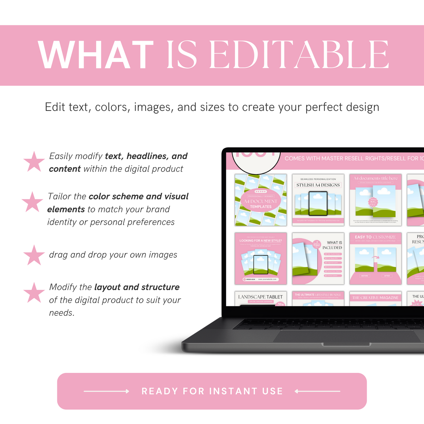 Pink and Cream Done for You Mockup Templates for Digital Products with MRR and PLR with Bonus