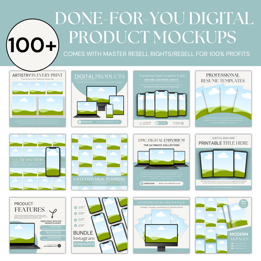 Sage and Cream Done for You Mockup Templates for Digital Products with MRR and PLR with Bonus