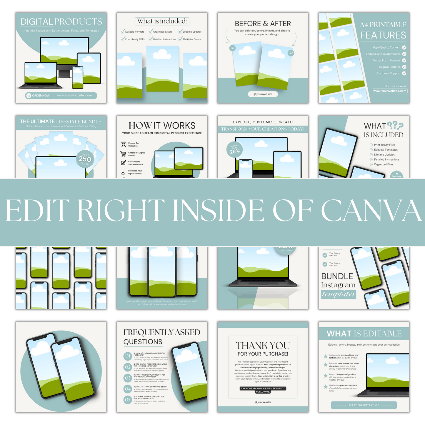 Sage and Cream Done for You Mockup Templates for Digital Products with MRR and PLR with Bonus