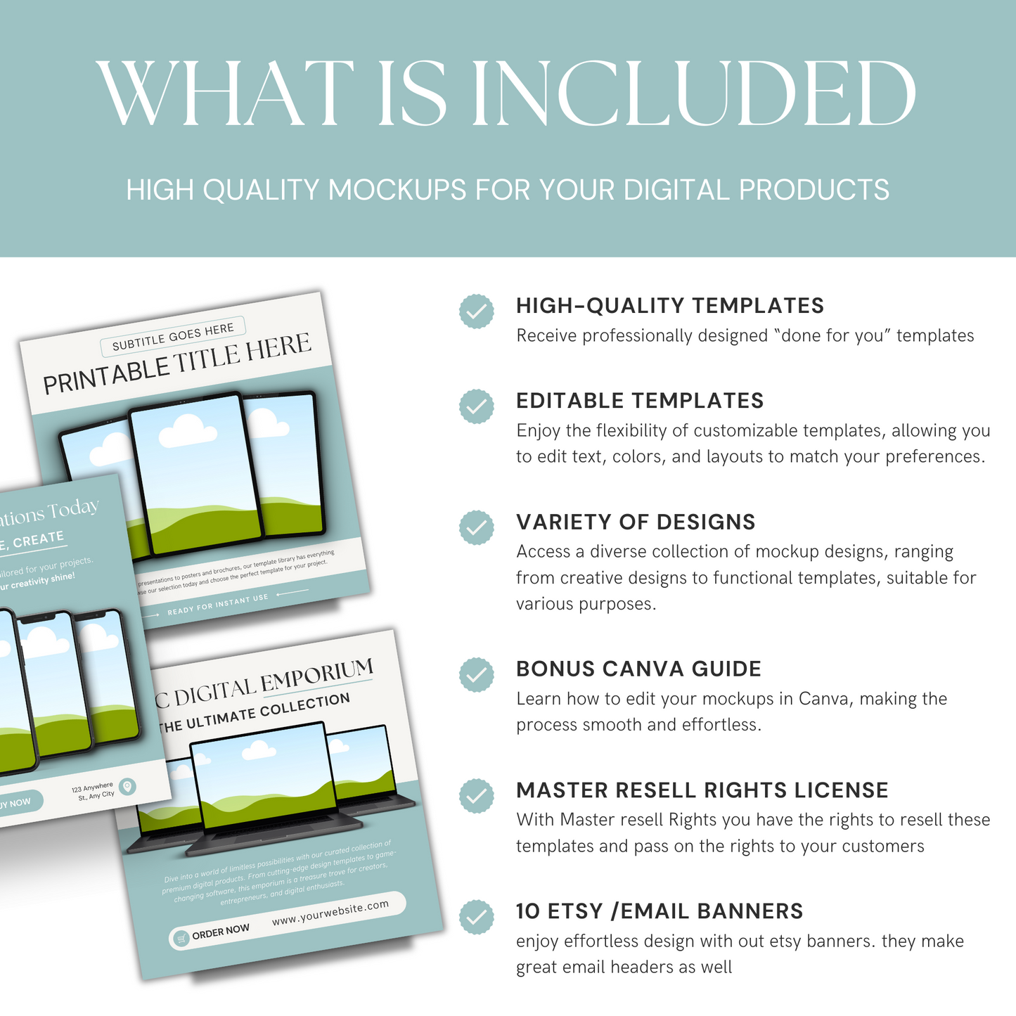 Sage and Cream Done for You Mockup Templates for Digital Products with MRR and PLR with Bonus