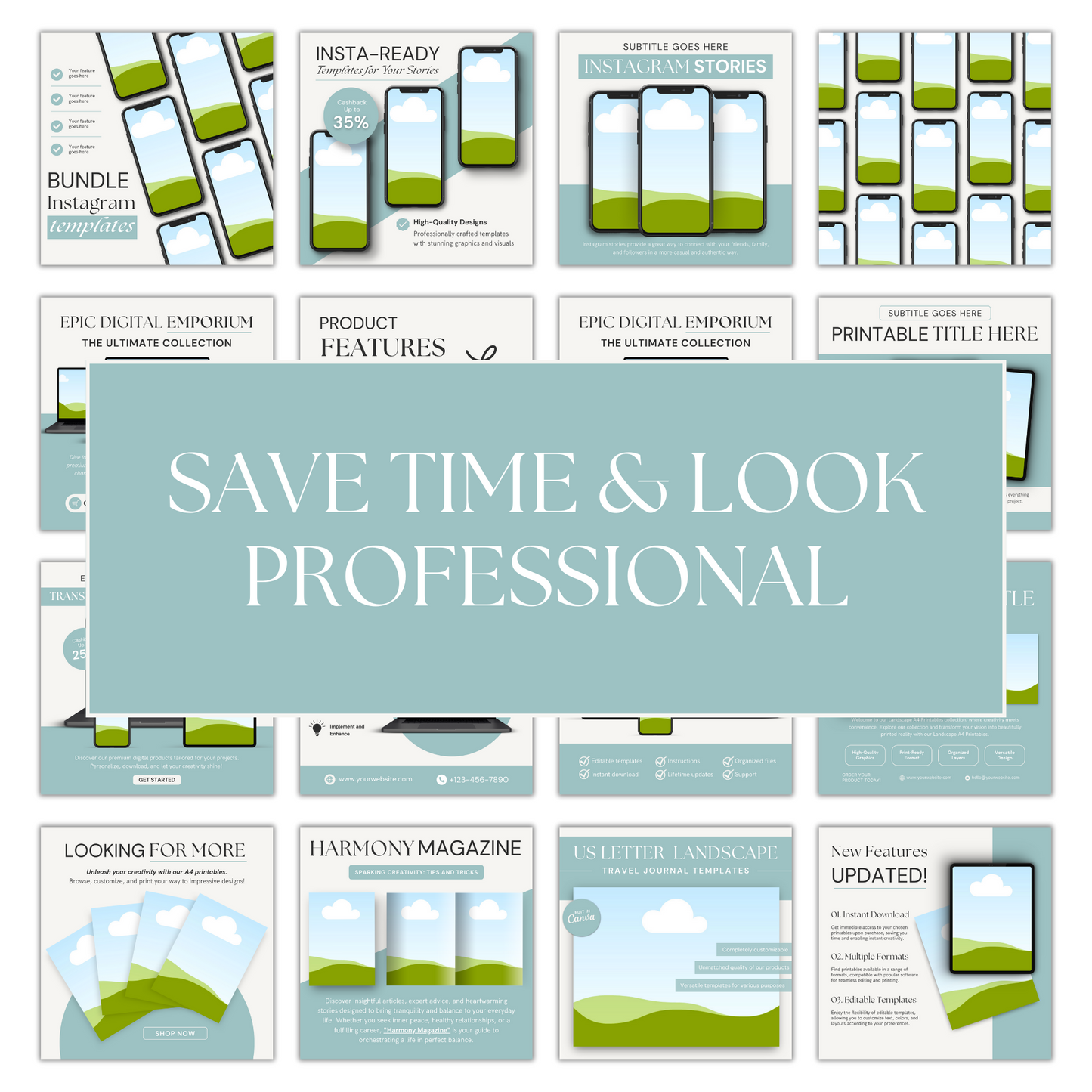 Sage and Cream Done for You Mockup Templates for Digital Products with MRR and PLR with Bonus