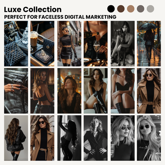 Luxe Collection 260 AI Stock Image Collection for Faceless Marketing with MRR and PLR