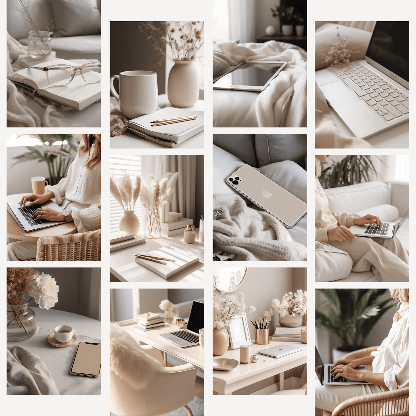 35 Aesthetic Beige AI Stock Image Collection w MRR and PLR