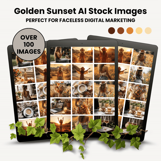 Golden Sunset Collection of Ai Images. Over 100 images in two sizes 5000 x 5000 and 1080 x 1920. perfect for your social media marketing. great for blogs, ebooks, newsletters, and any marketing efforts. This collection comes with master Resell Rights and PLR. You can Buy once and sell on repeat to your customers for passive income. 