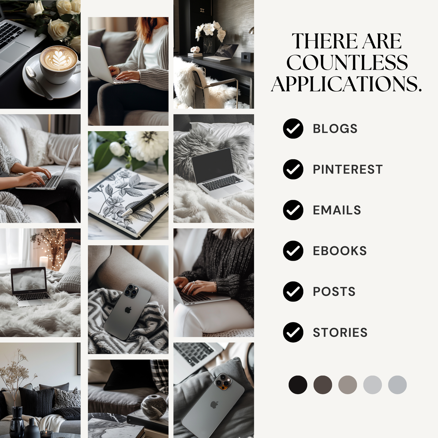 35 Black and Cream AI Stock Image Collection with MRR and PLR