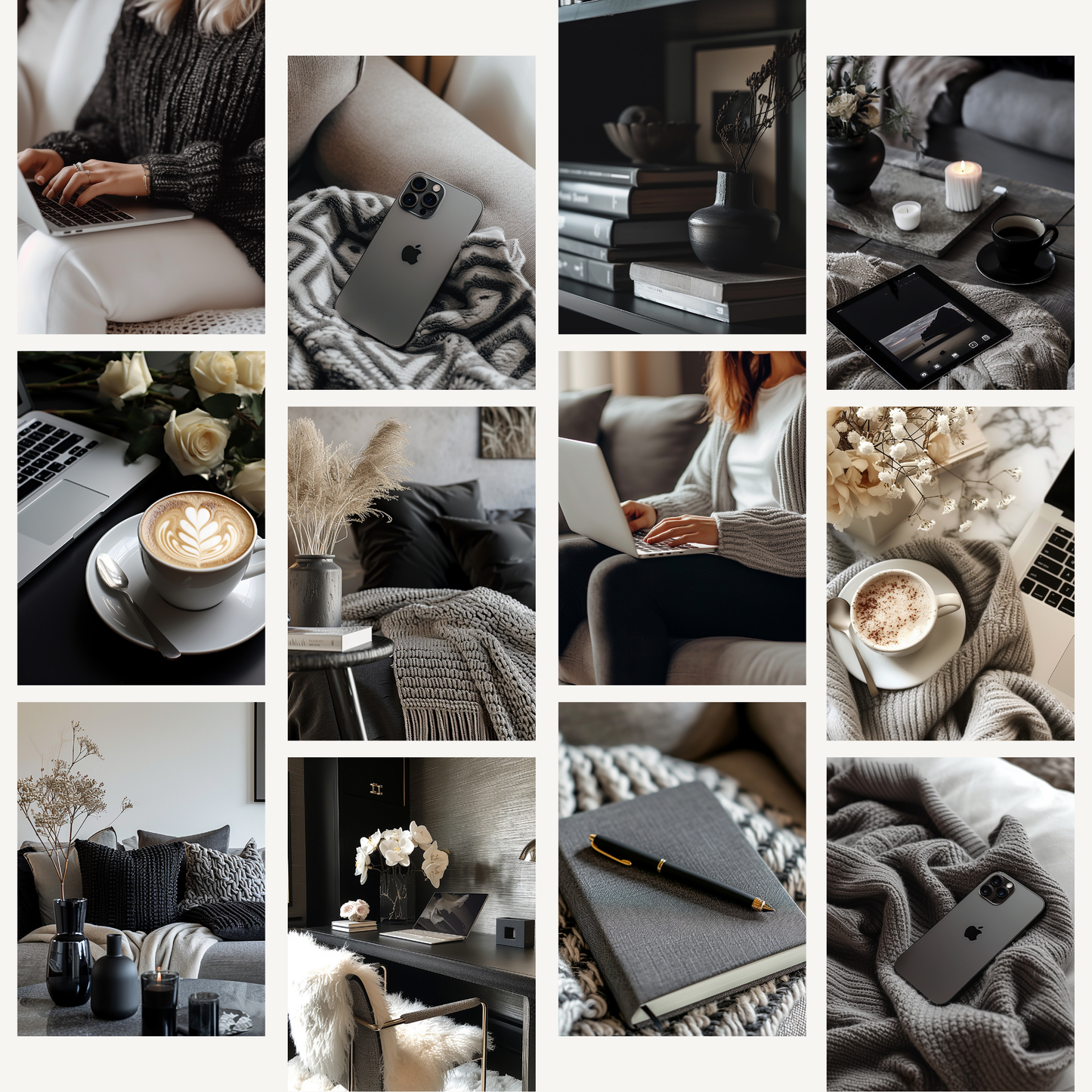 35 Black and Cream AI Stock Image Collection with MRR and PLR