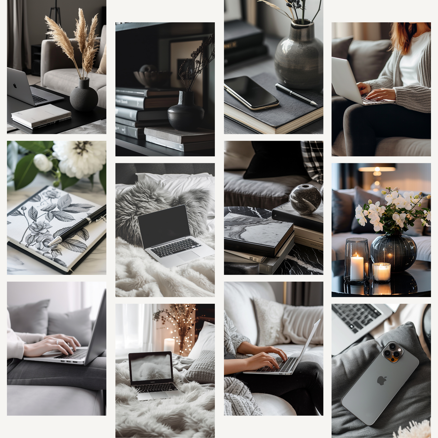 35 Black and Cream AI Stock Image Collection with MRR and PLR