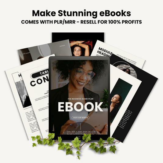 60 Page Canva E-book Template: Cream and Black Edition with MRR and PLR