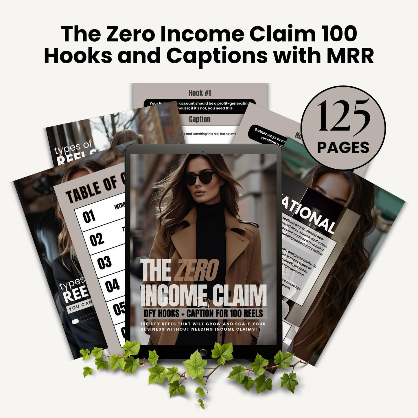 The Zero Income Claim eBook with MRR and PLR 100 plus Pre-Written Hooks and Captions for Selling Digital Products on Instagram