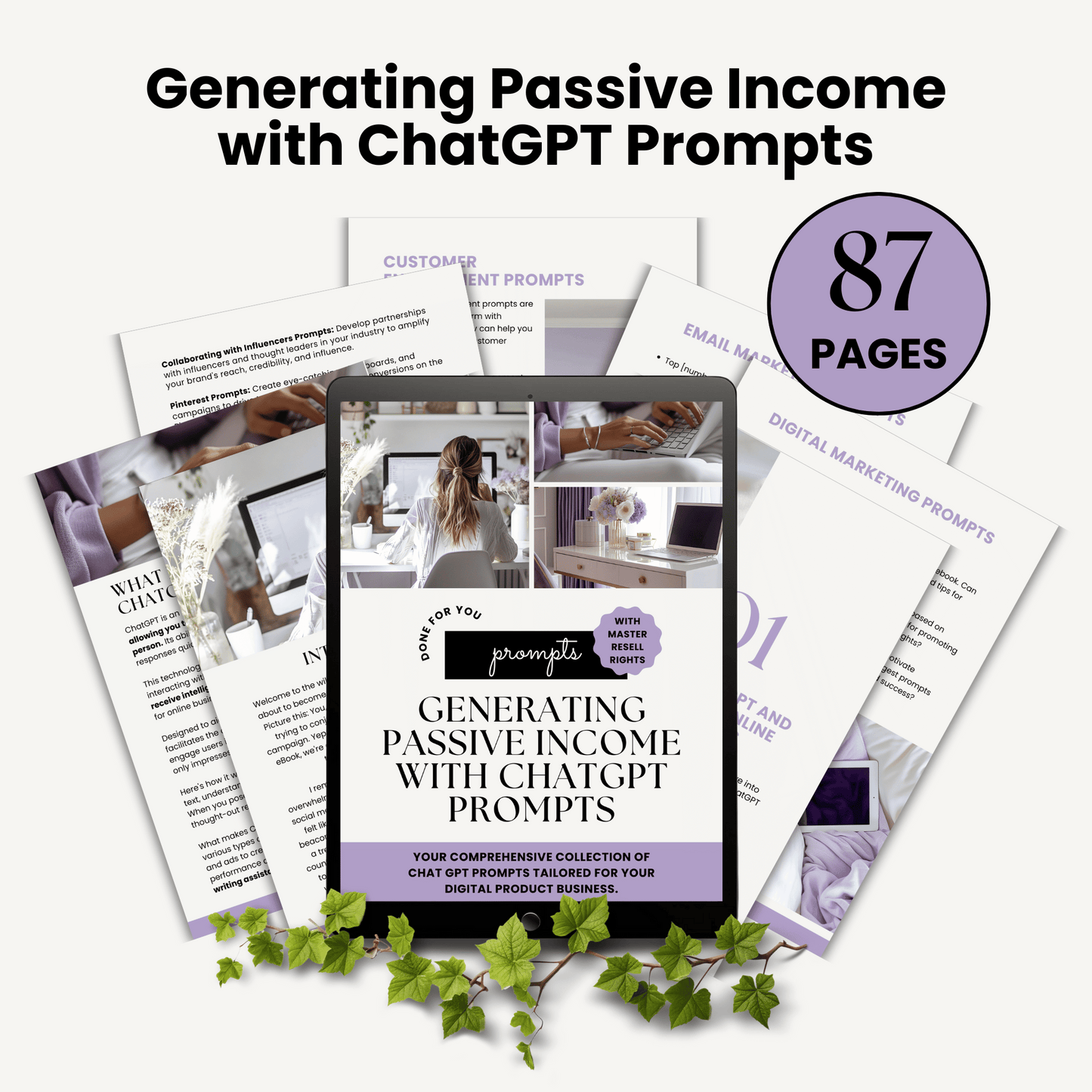 Generating Passive Income with ChatGPT Prompts eBook with MRR and PLR