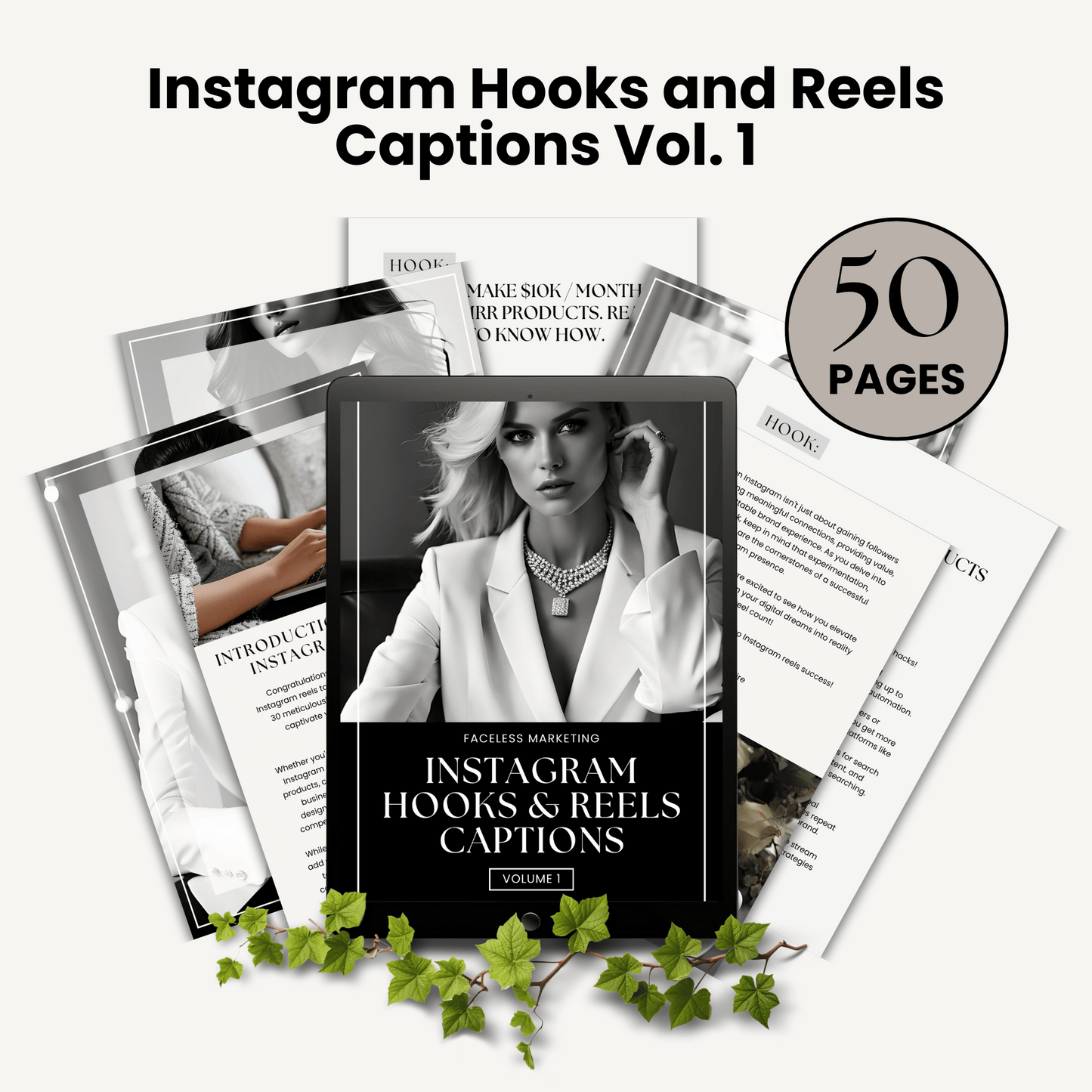 Instagram Hooks and Reels Captions Vol. 1 eBook with MRR and PLR