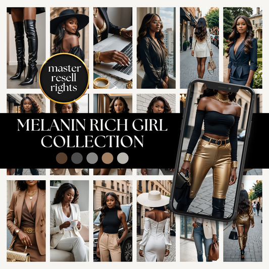 Melanin Rich Girl MMR and PLR Stock Image Collection 120 Images for Faceless Digital Marketing