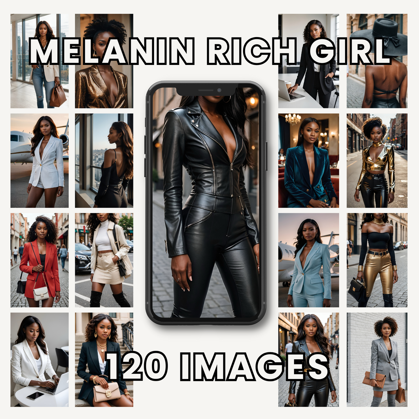 Melanin Rich Girl MMR and PLR Stock Image Collection 120 Images for Faceless Digital Marketing