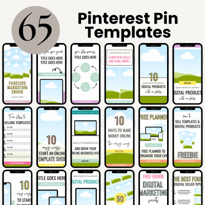 65 Pinterest Pin Templates for Digital Marketing with 50 Bonus Instagram Templates comes with MRR and PLR